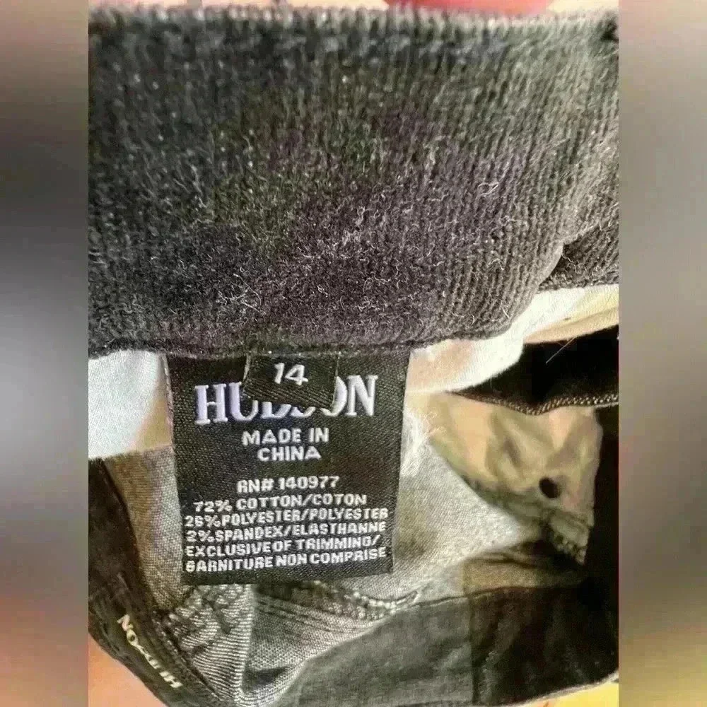Hudson Girls 14 Black Corduroy Jeans Pants